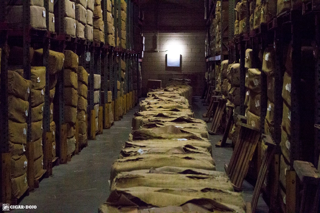 Tobacco bales in aging warehouse General Cigar Dominicana