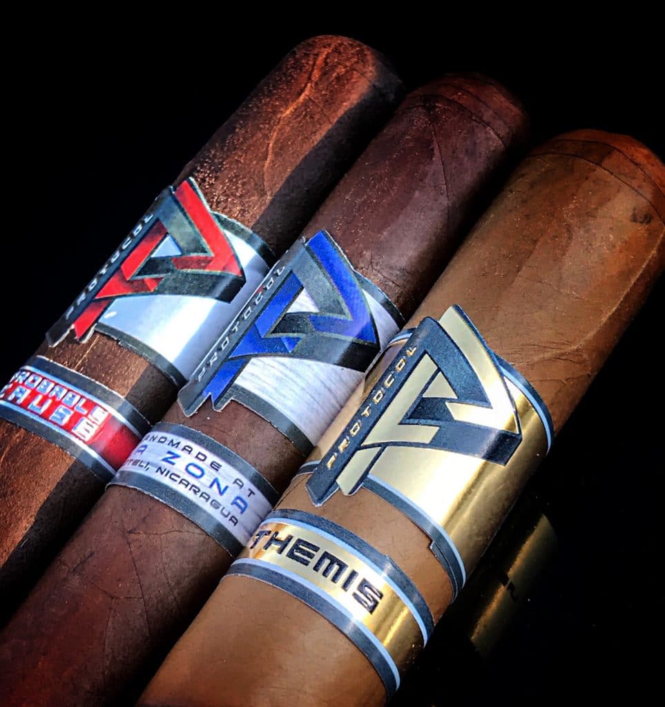 Cubariqueño Protocol cigars red, blue, gold