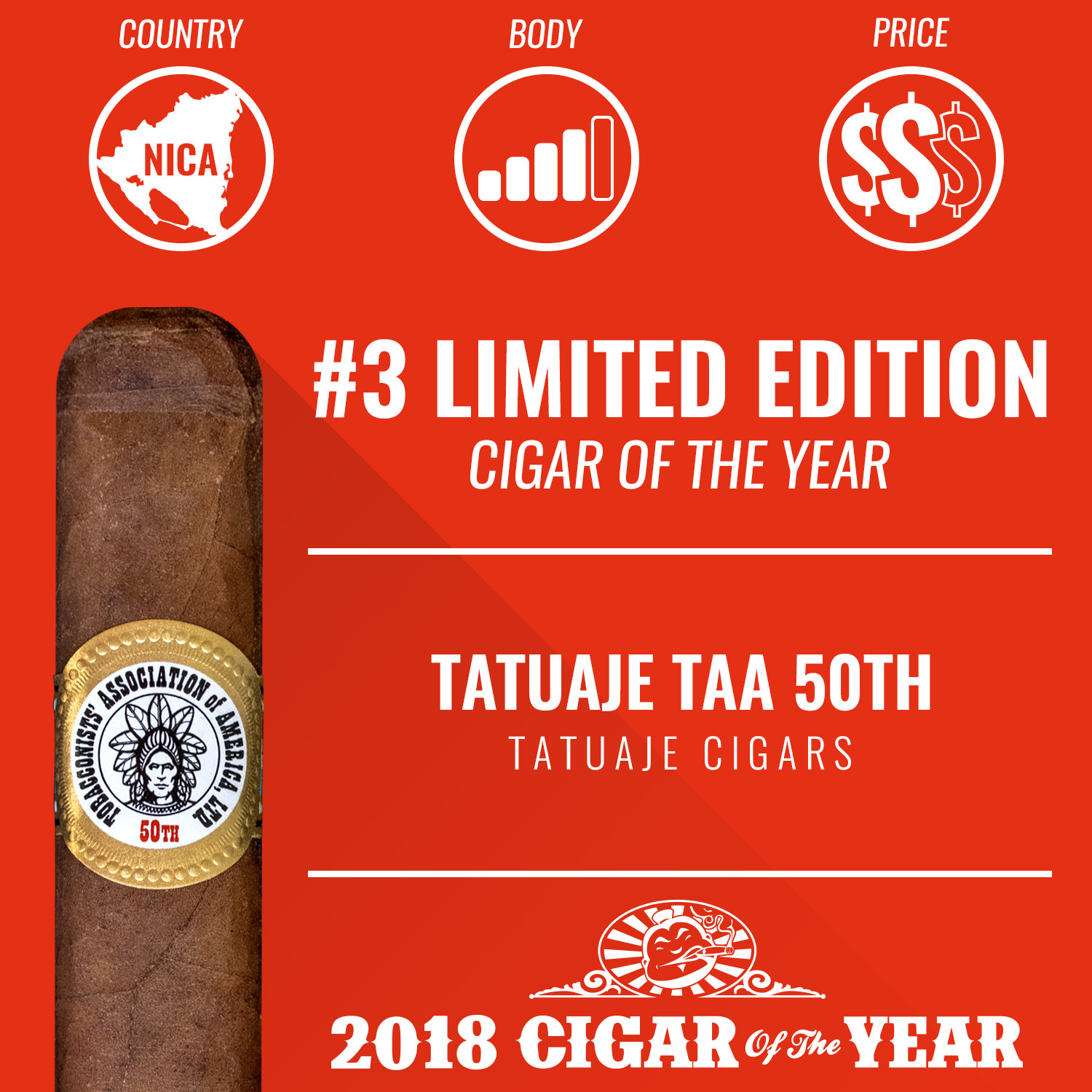 Tatuaje TAA 50th No. 3 Limited Edition Cigar of the Year 2018