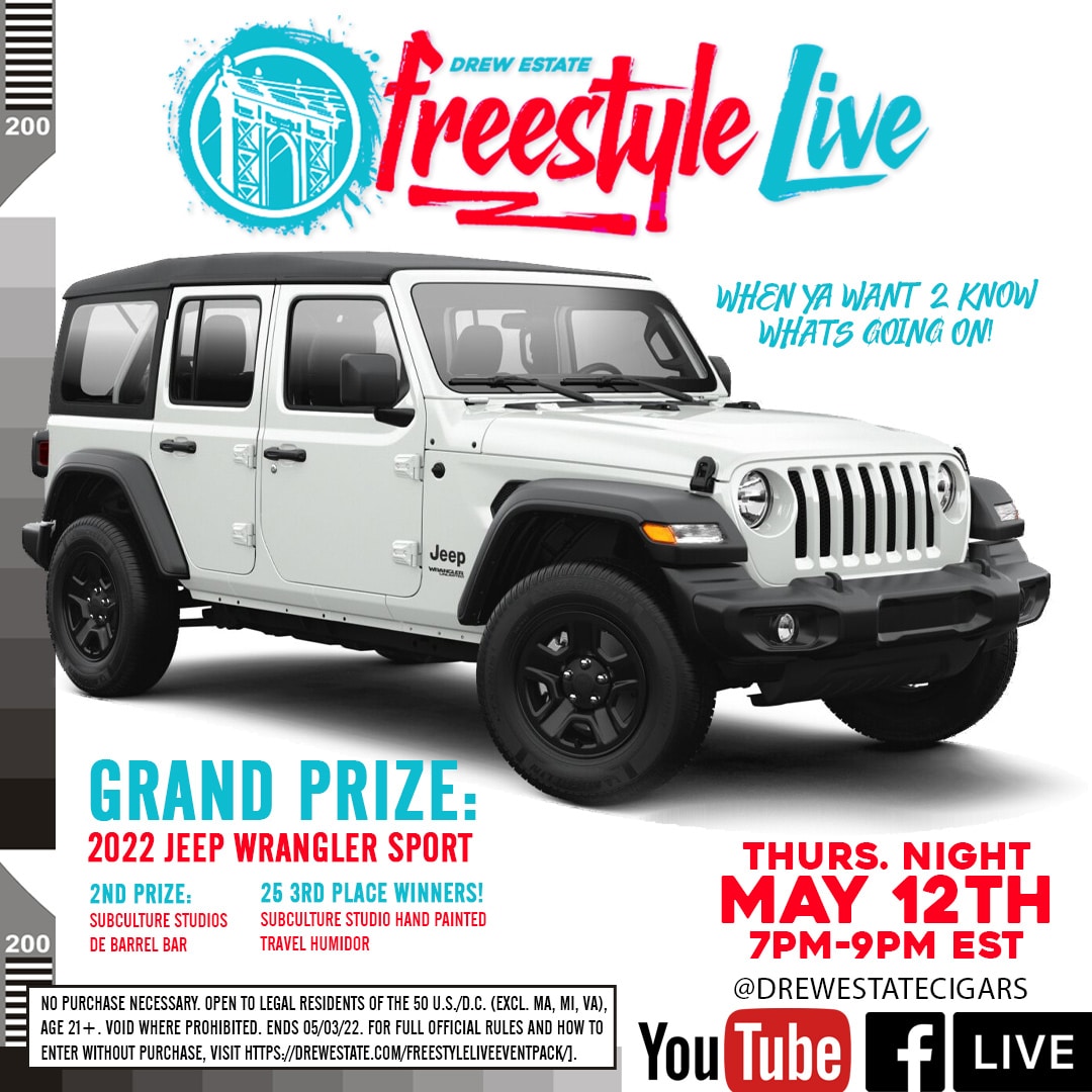 Drew Estate Freestyle Live 2022 Jeep Wrangler prize